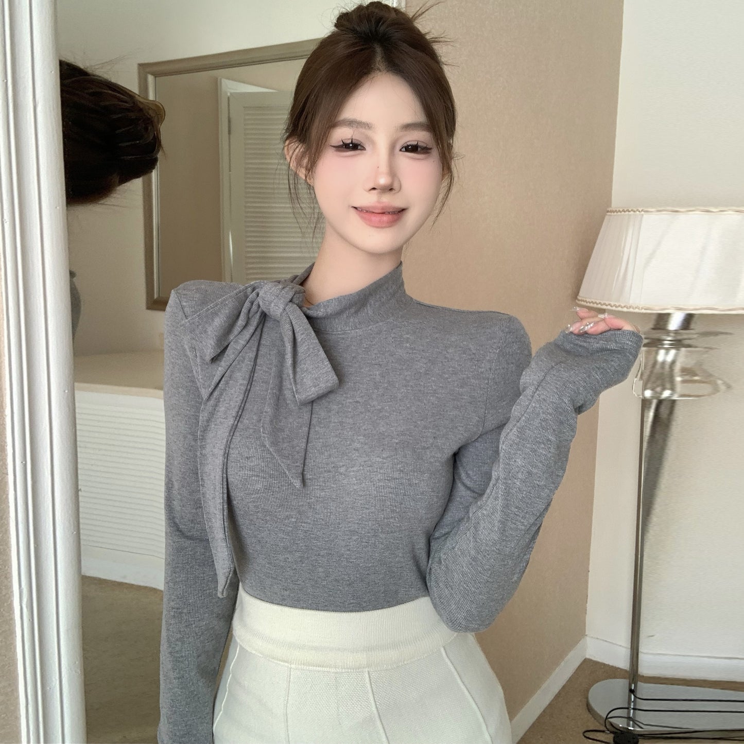 【tops】リボン長袖TシャツG24282