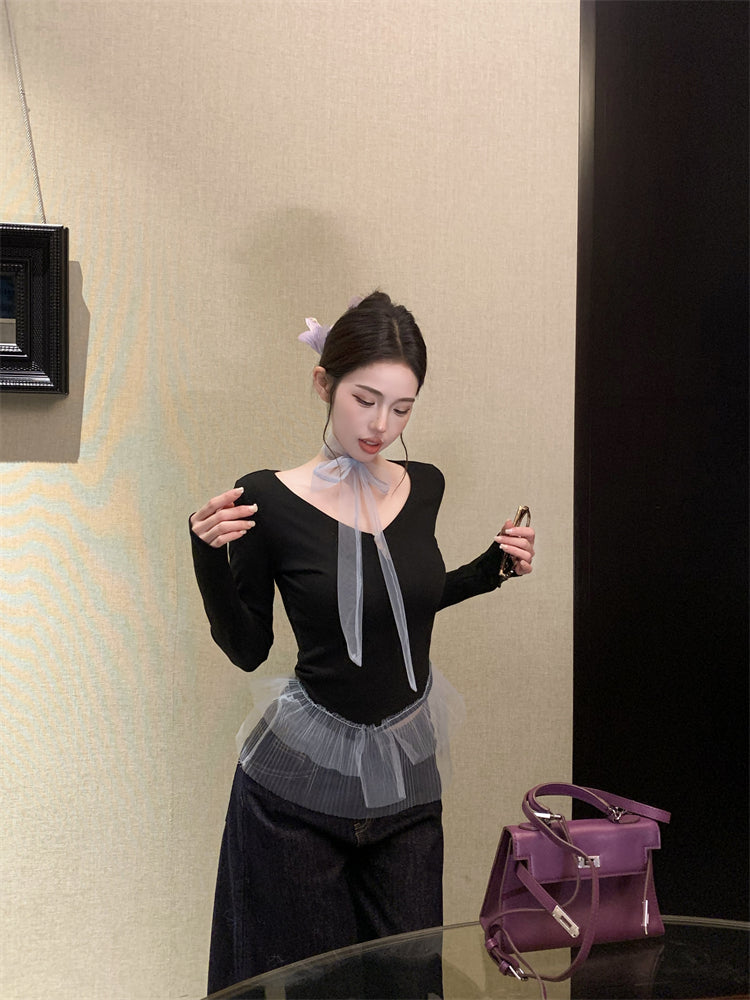 【tops】Vネック長袖TシャツG24283