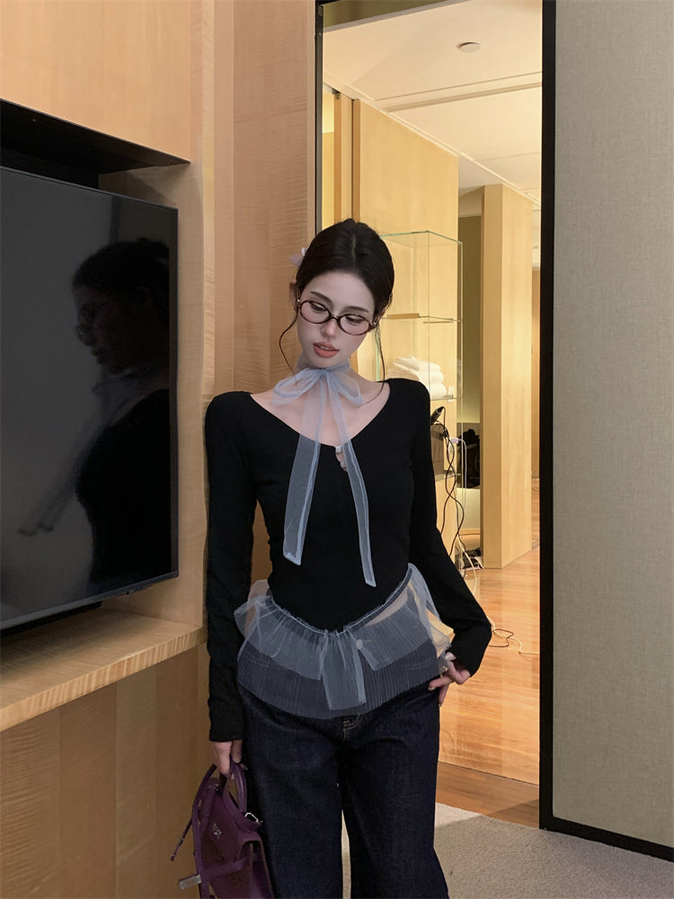 【tops】Vネック長袖TシャツG24283