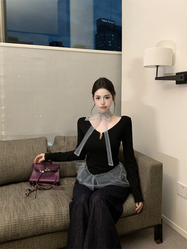 【tops】Vネック長袖TシャツG24283