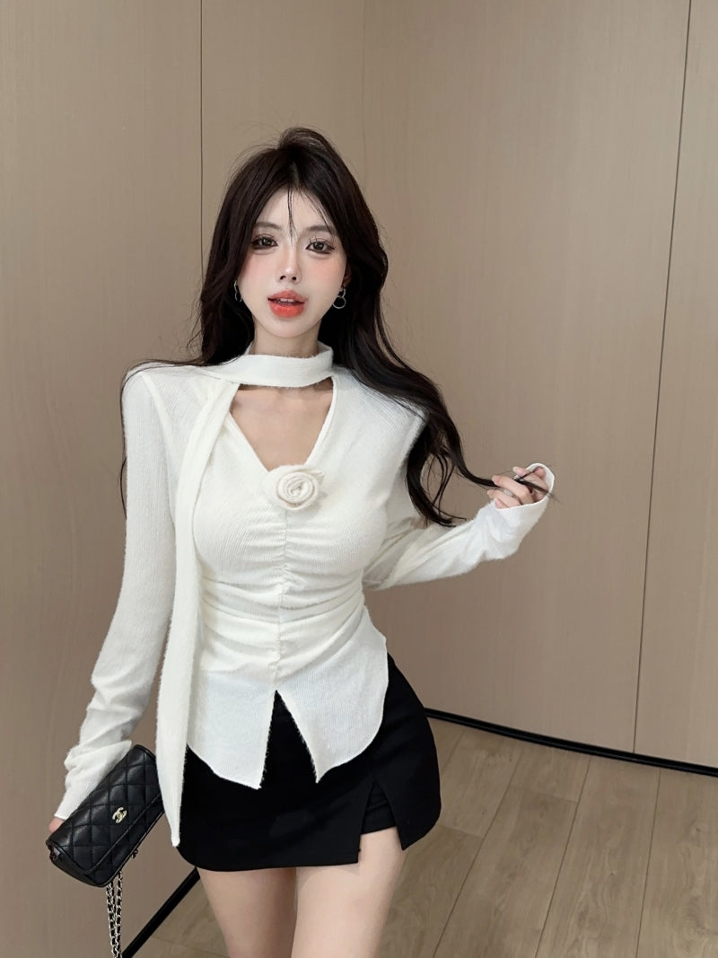 【tops】Vネック長袖TシャツG24290