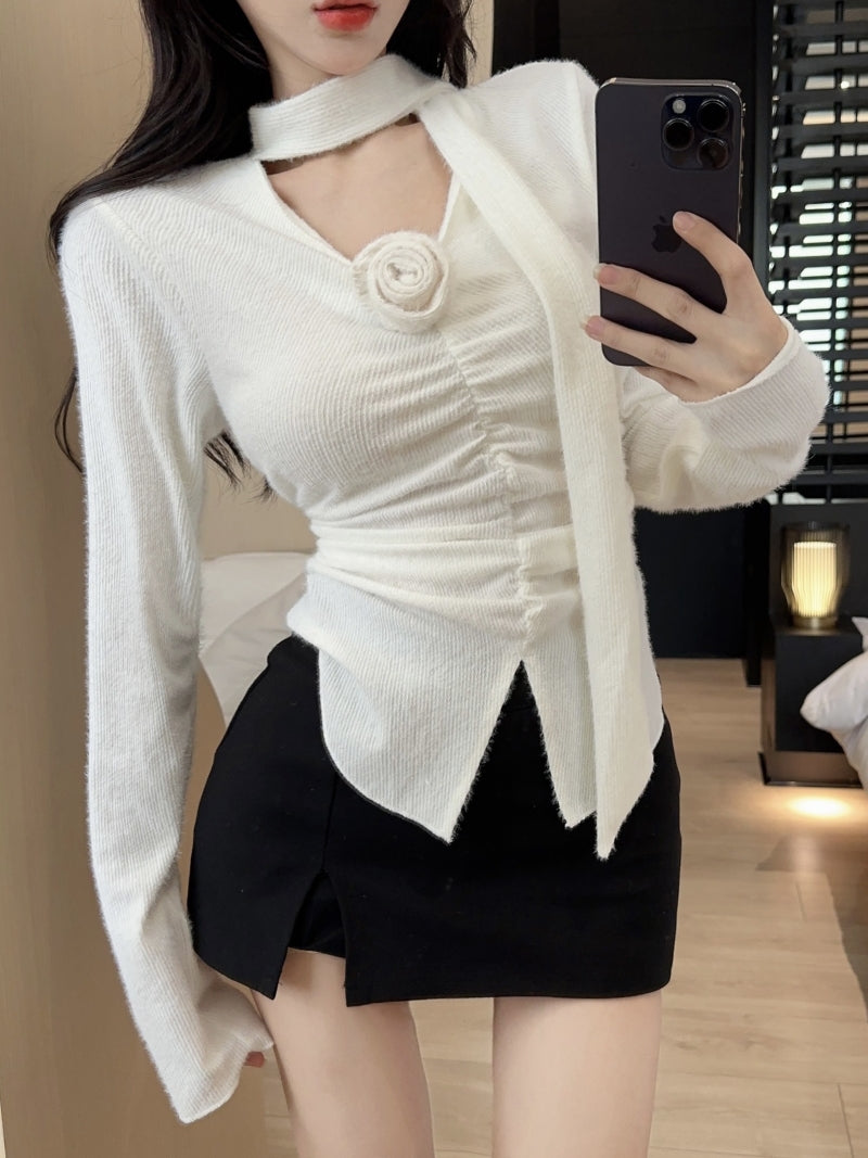 【tops】Vネック長袖TシャツG24290