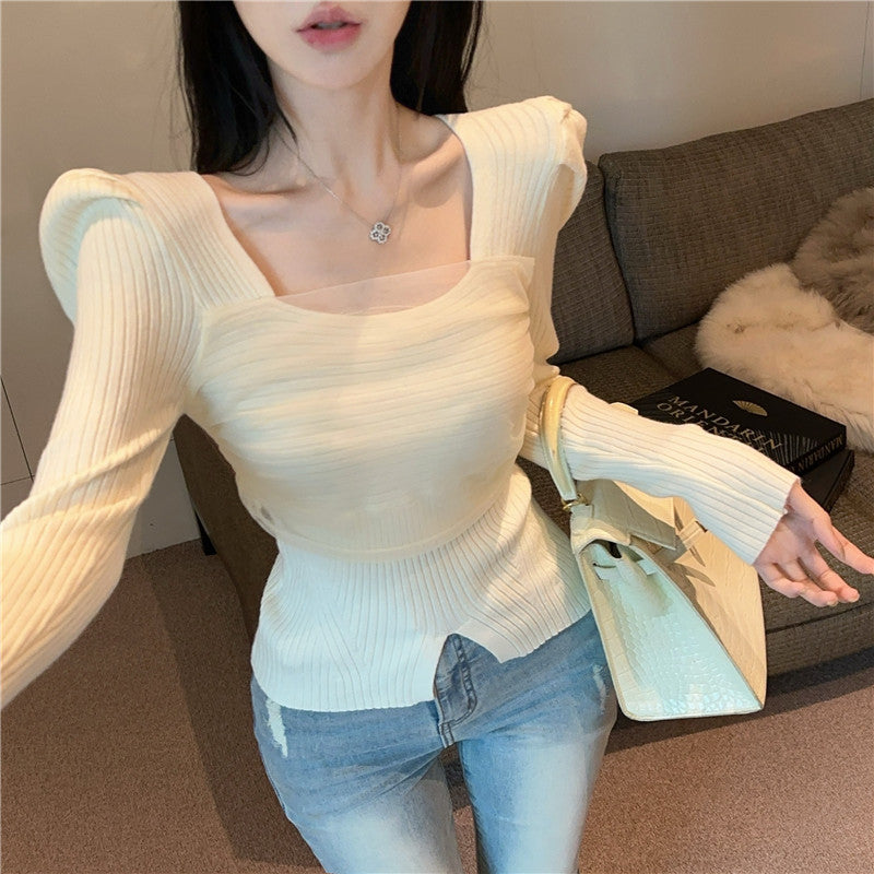 【tops】スクエアネック秋冬ニットG24293