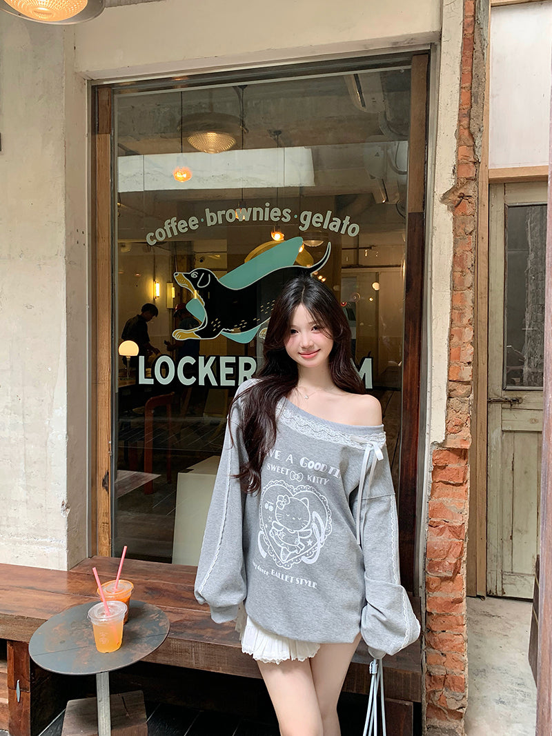 【tops】ゆったりレース切り替えパーカーG24299