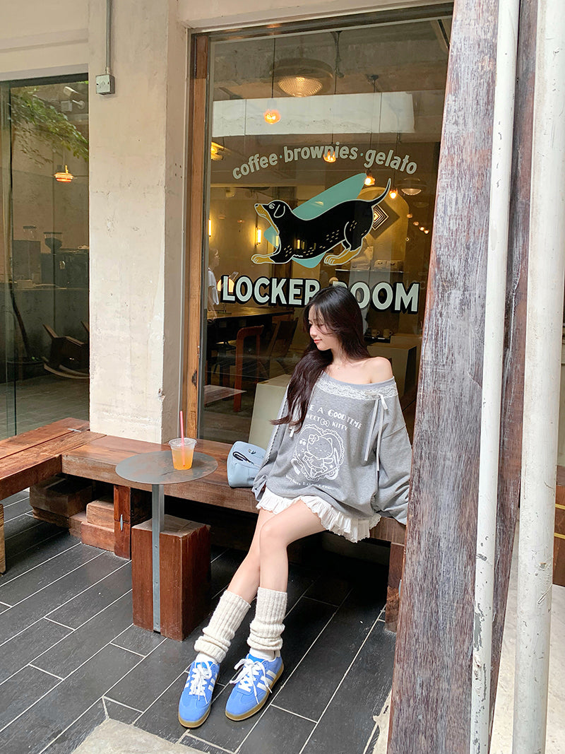 【tops】ゆったりレース切り替えパーカーG24299