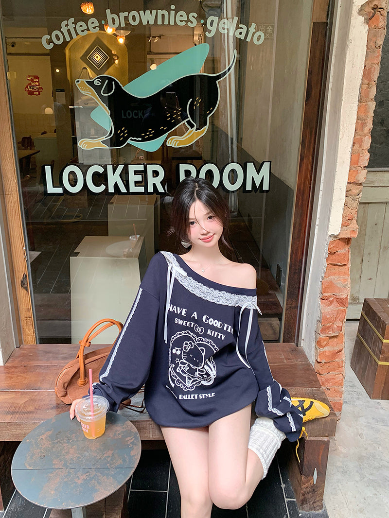 【tops】ゆったりレース切り替えパーカーG24299