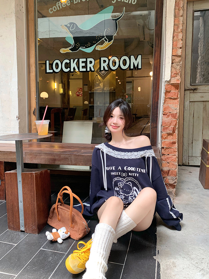 【tops】ゆったりレース切り替えパーカーG24299