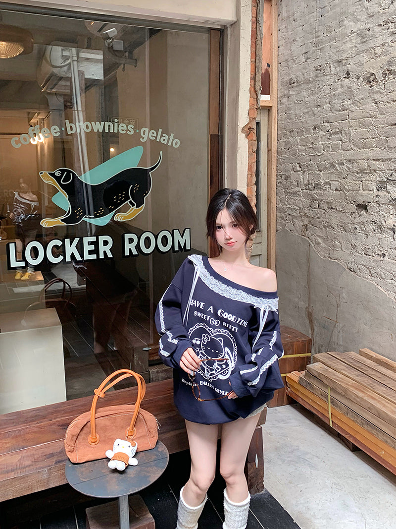 【tops】ゆったりレース切り替えパーカーG24299