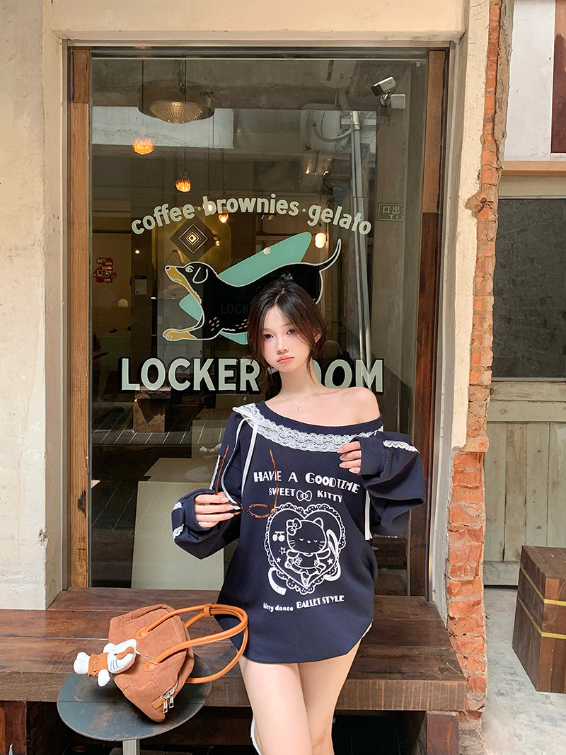 【tops】ゆったりレース切り替えパーカーG24299