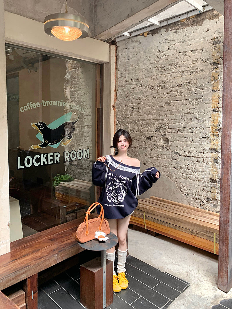 【tops】ゆったりレース切り替えパーカーG24299