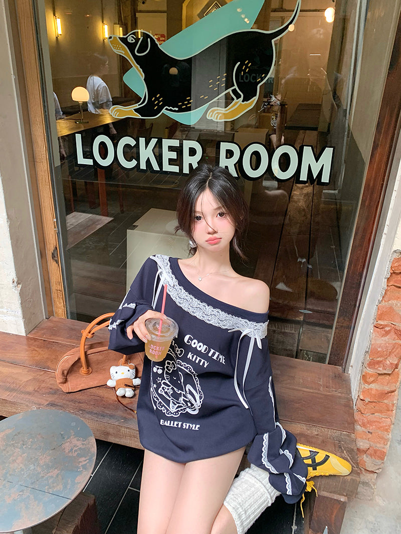 【tops】ゆったりレース切り替えパーカーG24299