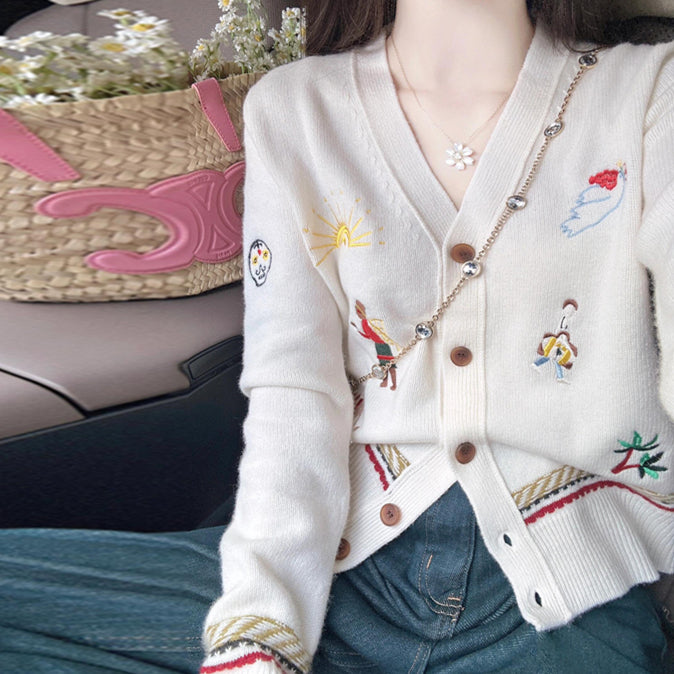 【outer】Vネック長袖ニットカーディガンG24321