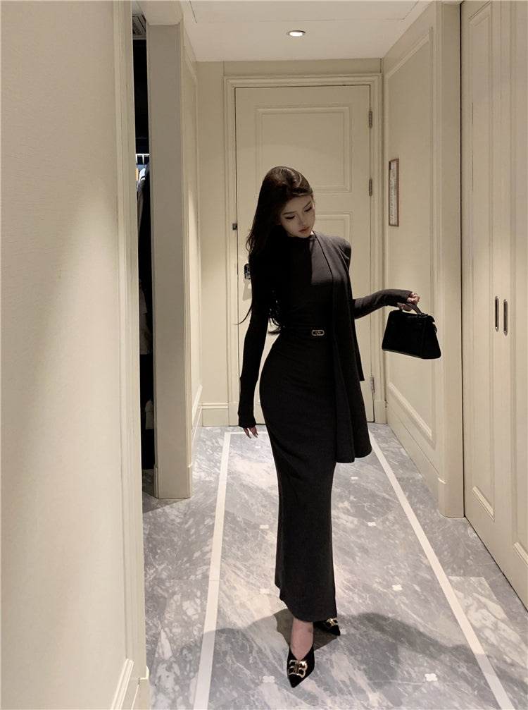 【dress】体型カバー長袖ワンピースG24326