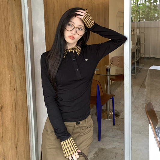 【tops】偽二つ切り替え長袖TシャツG24342