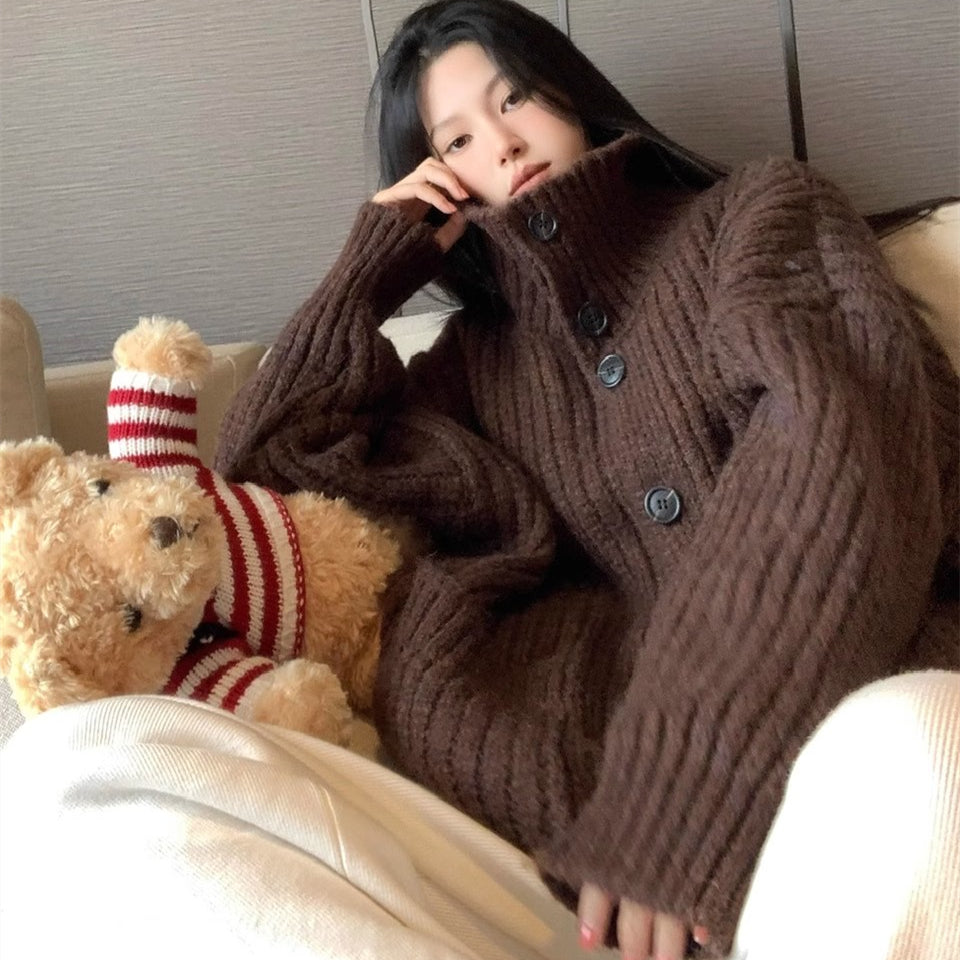 【outer】ゆったり厚手ニットカーディガンG24357