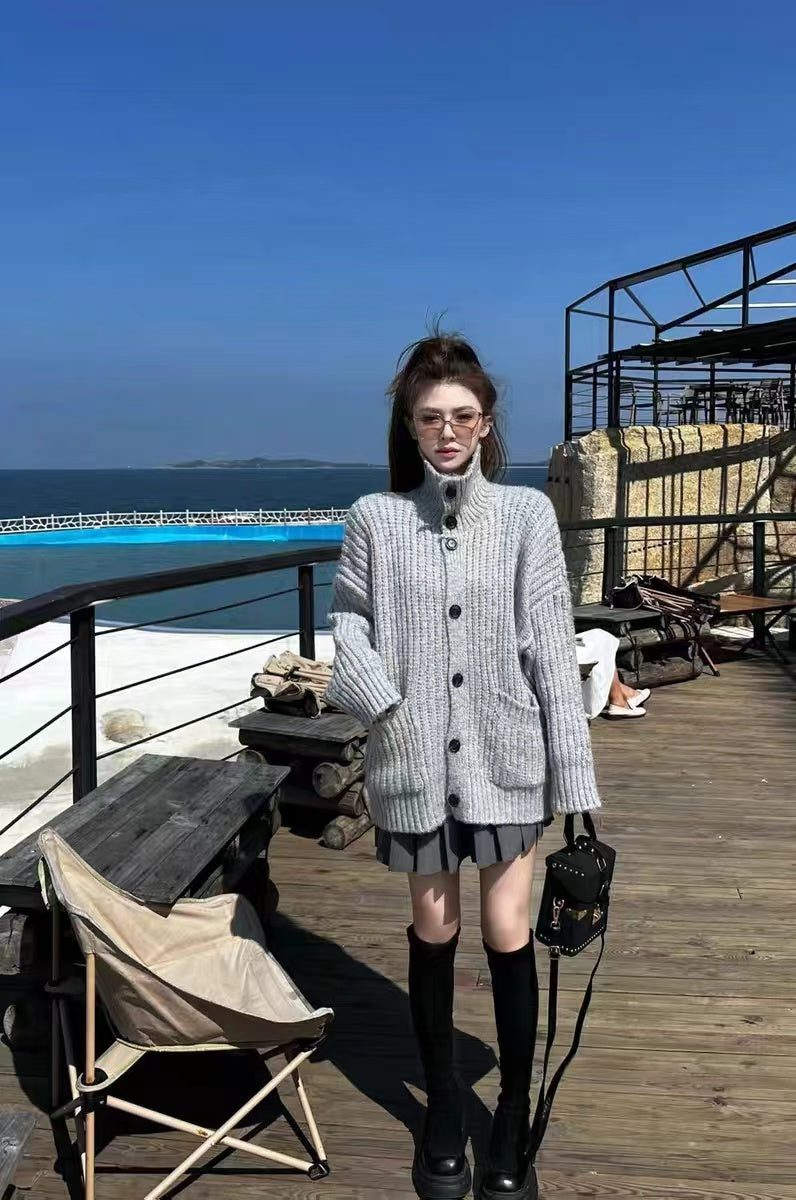 【outer】ゆったり厚手ニットカーディガンG24357