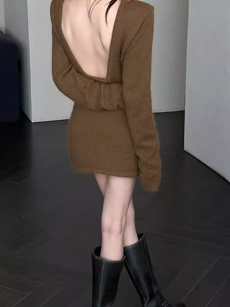 【dress】長袖タイトニットワンピースG24365