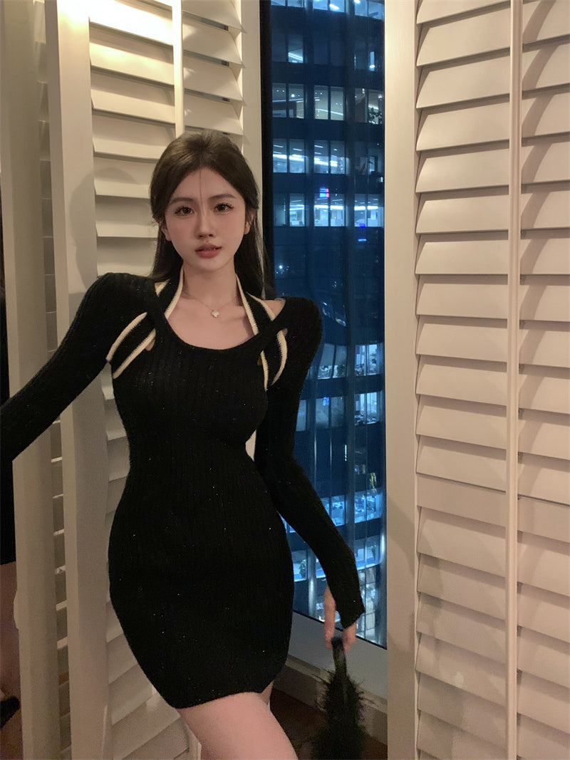 【dress】長袖タイトニットワンピースG24366