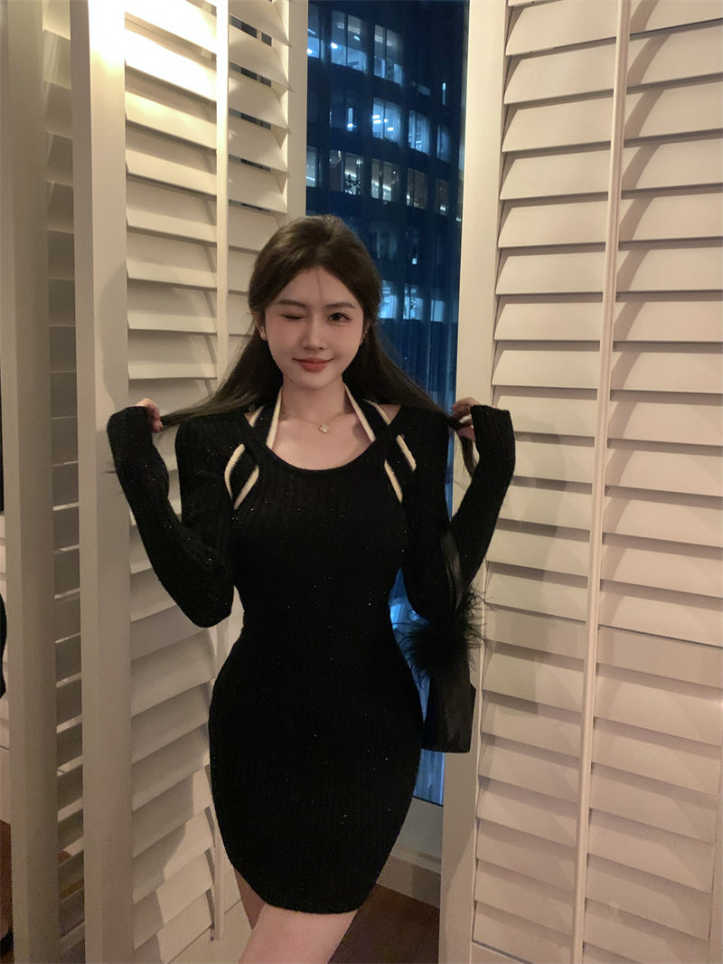 【dress】長袖タイトニットワンピースG24366