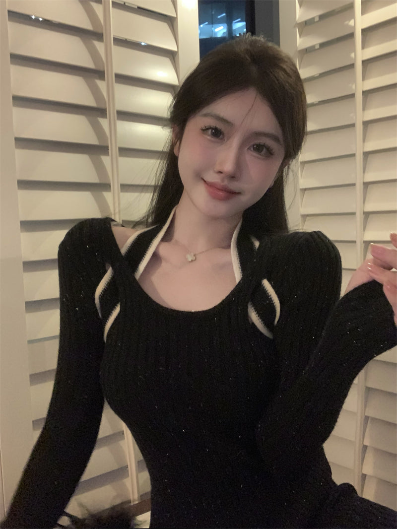 【dress】長袖タイトニットワンピースG24366