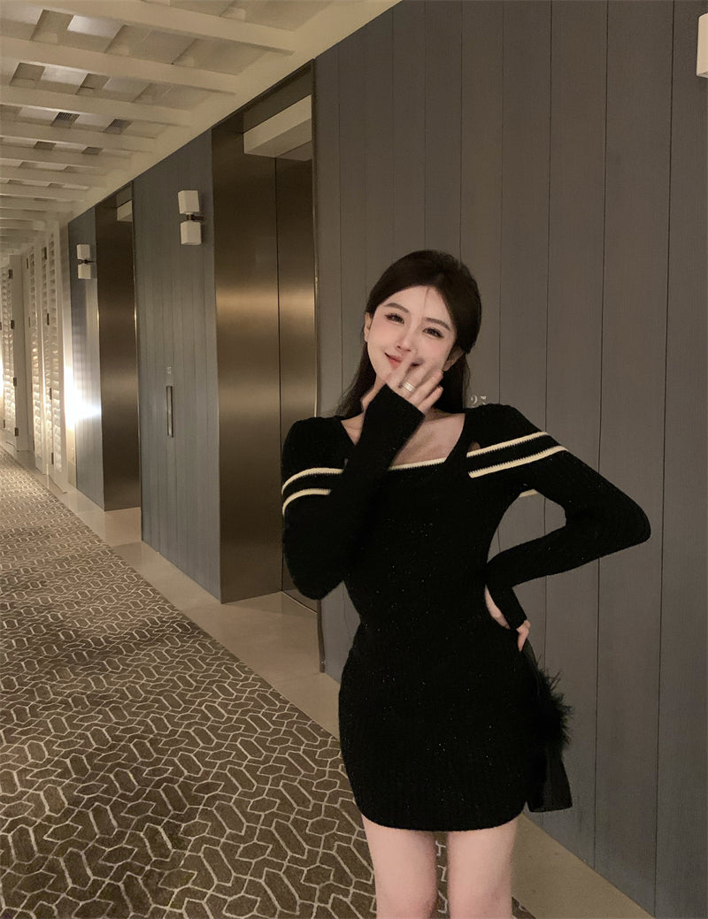 【dress】長袖タイトニットワンピースG24366