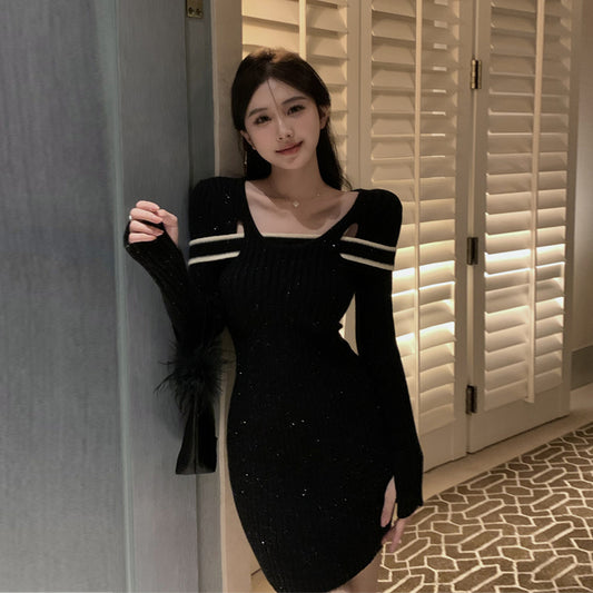 【dress】長袖タイトニットワンピースG24366