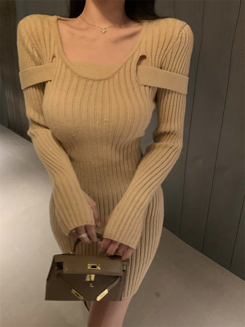 【dress】長袖タイトニットワンピースG24366