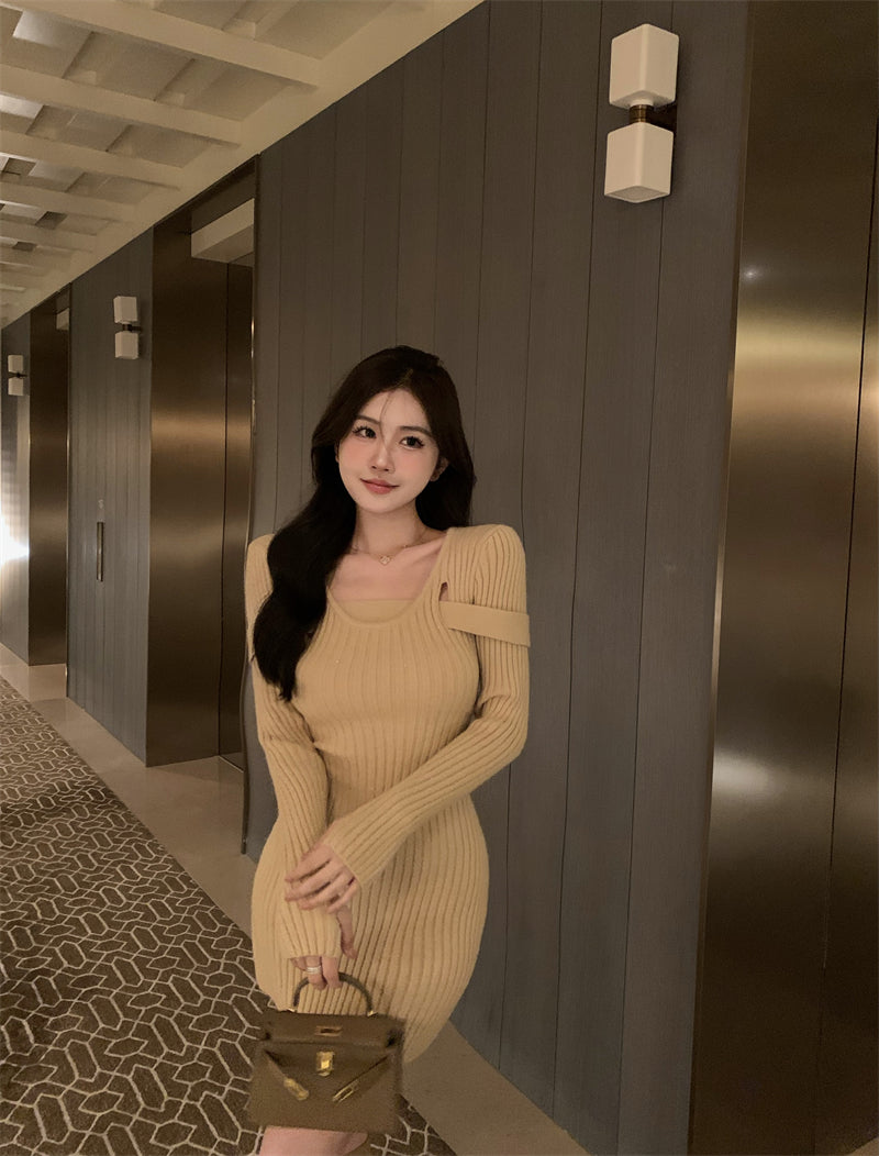 【dress】長袖タイトニットワンピースG24366