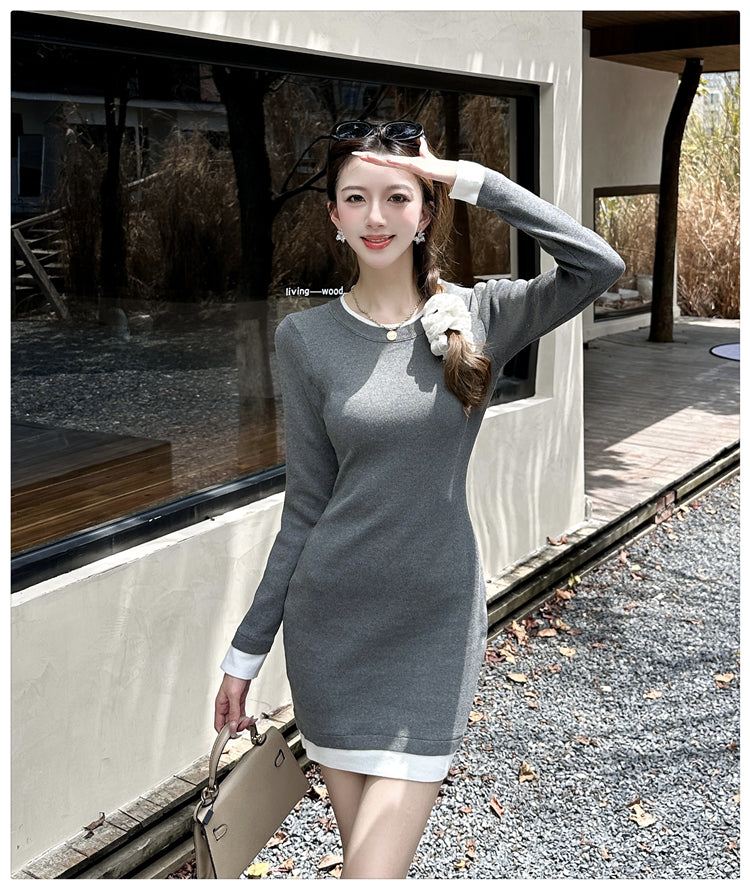 【dress】体型カバーニットワンピースG24367