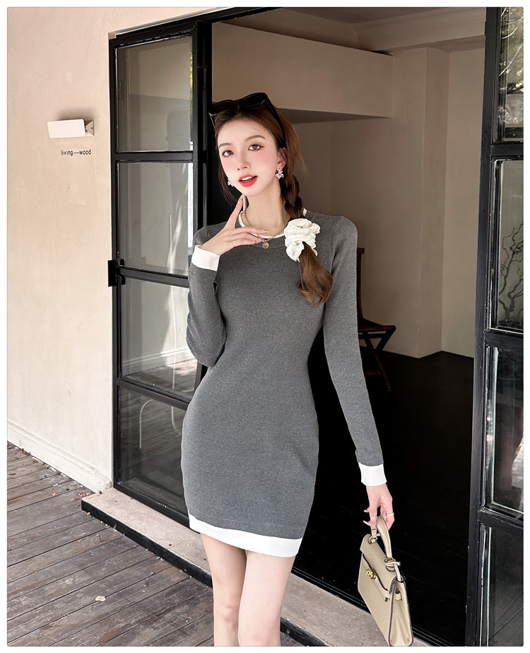 【dress】体型カバーニットワンピースG24367