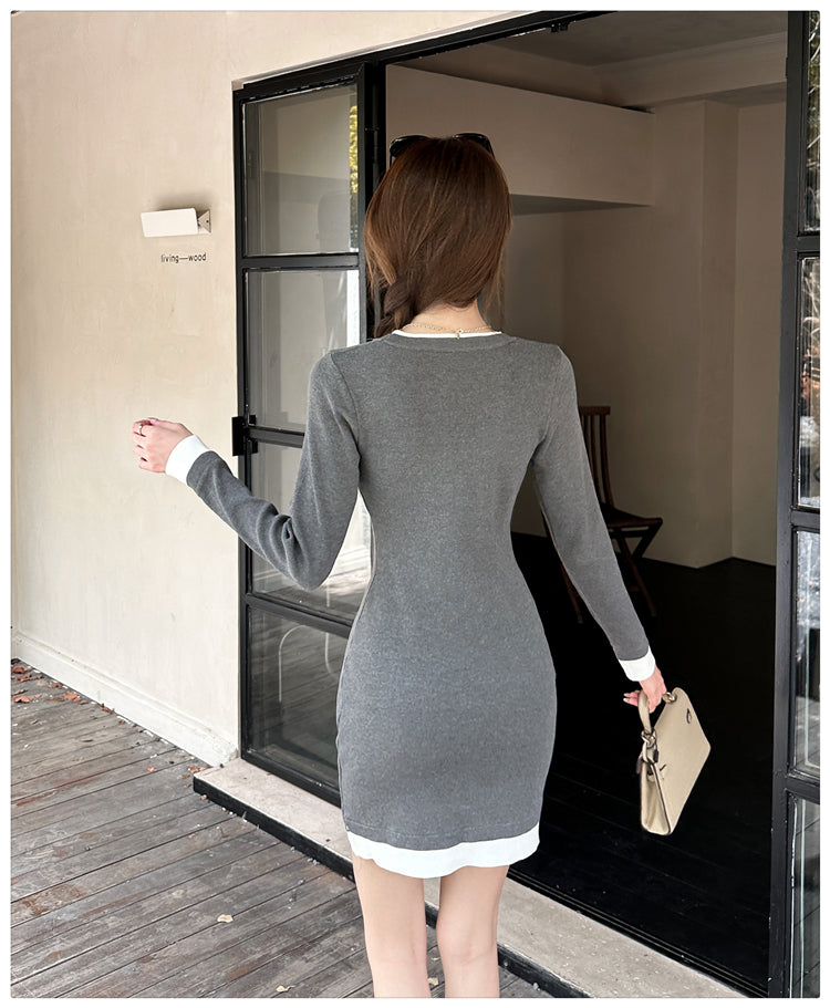 【dress】体型カバーニットワンピースG24367