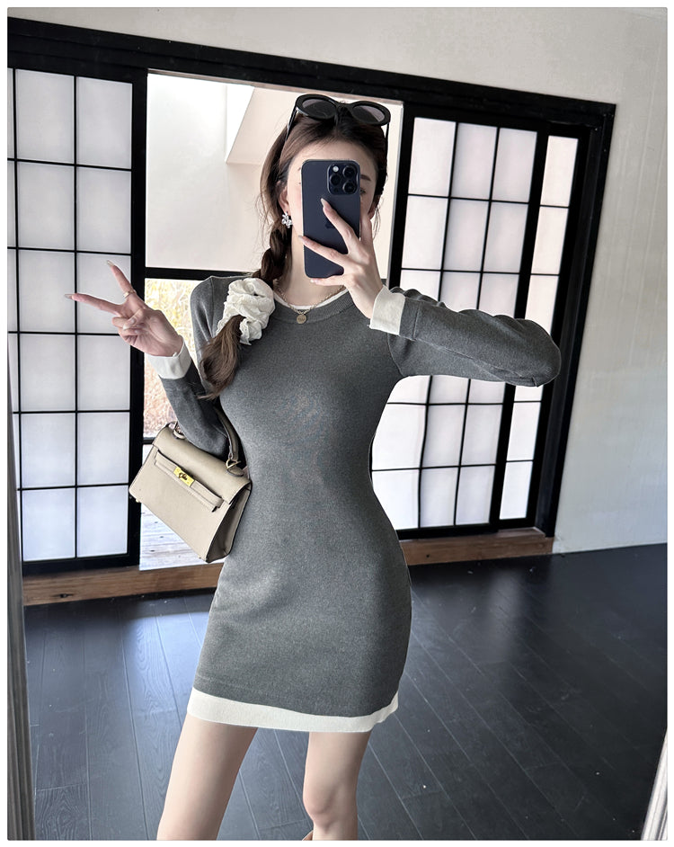 【dress】体型カバーニットワンピースG24367