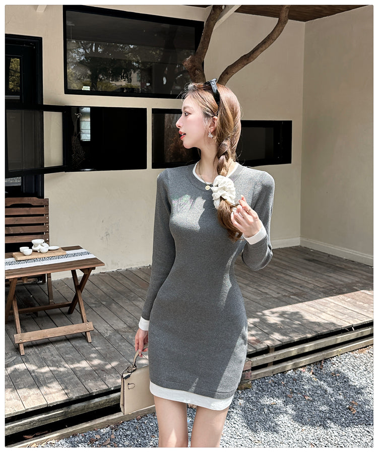 【dress】体型カバーニットワンピースG24367