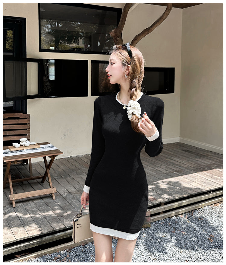 【dress】体型カバーニットワンピースG24367