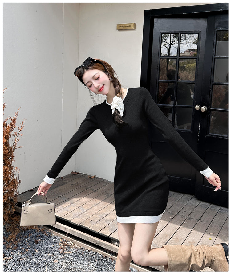 【dress】体型カバーニットワンピースG24367