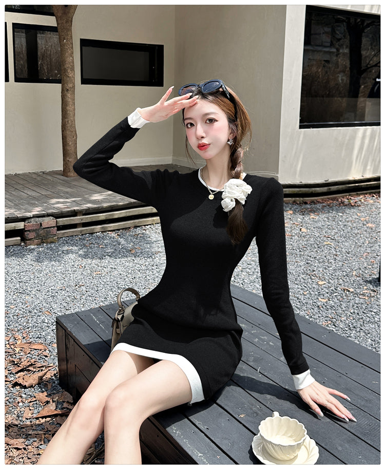 【dress】体型カバーニットワンピースG24367