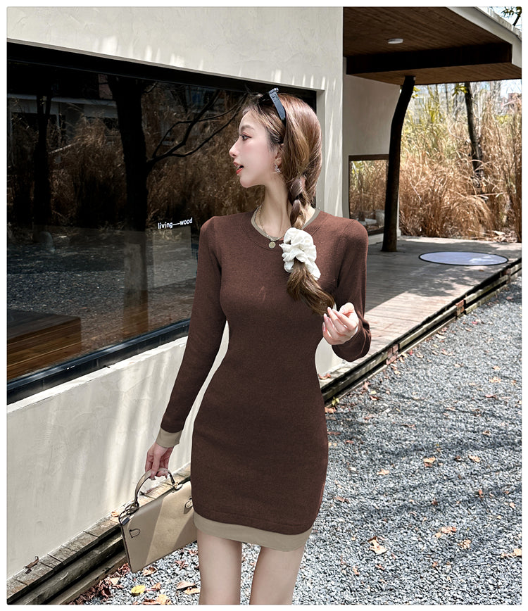 【dress】体型カバーニットワンピースG24367