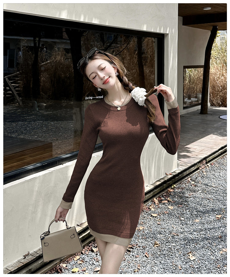 【dress】体型カバーニットワンピースG24367