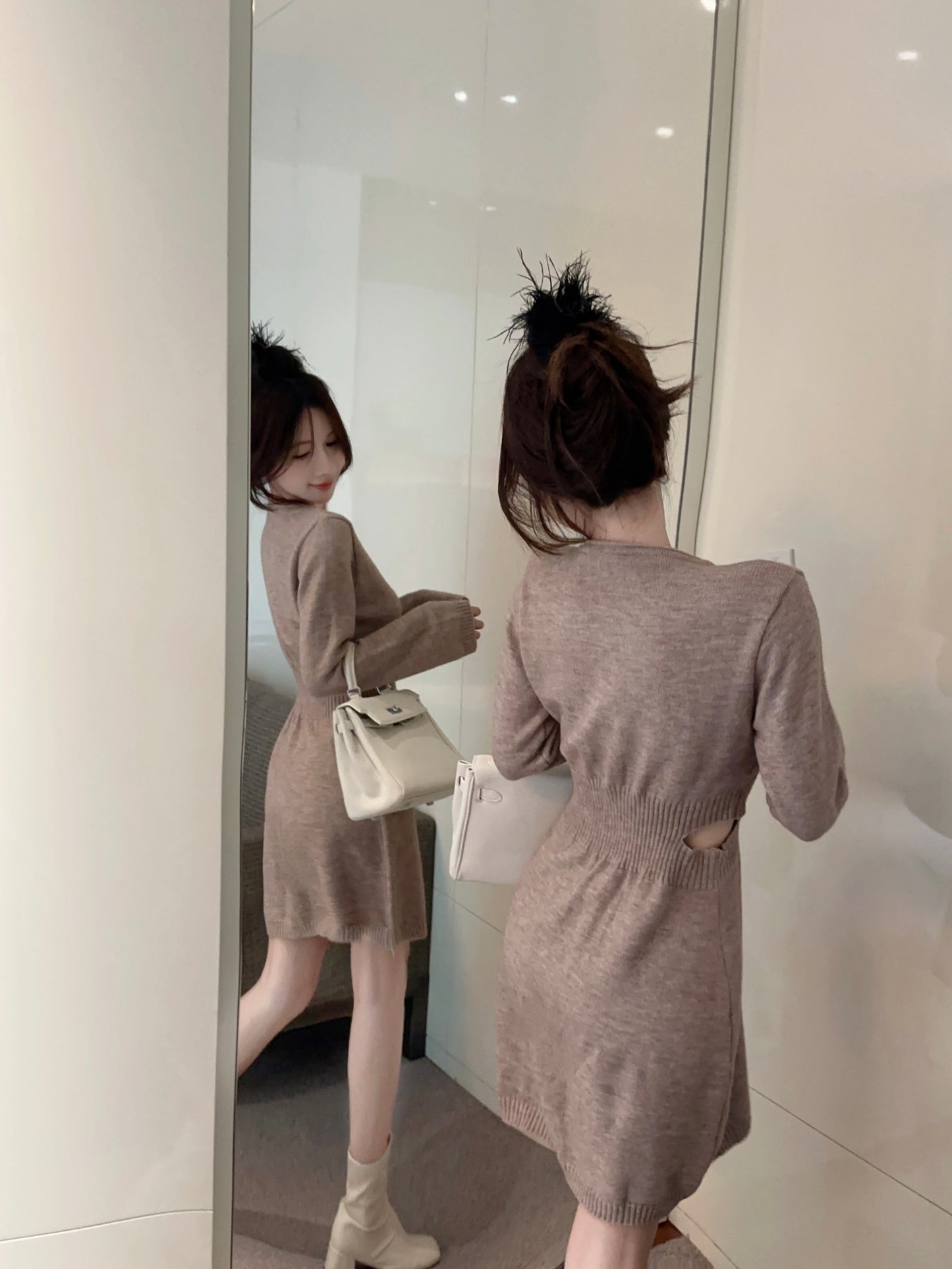 【dress】ウエストカットニットワンピースG24369