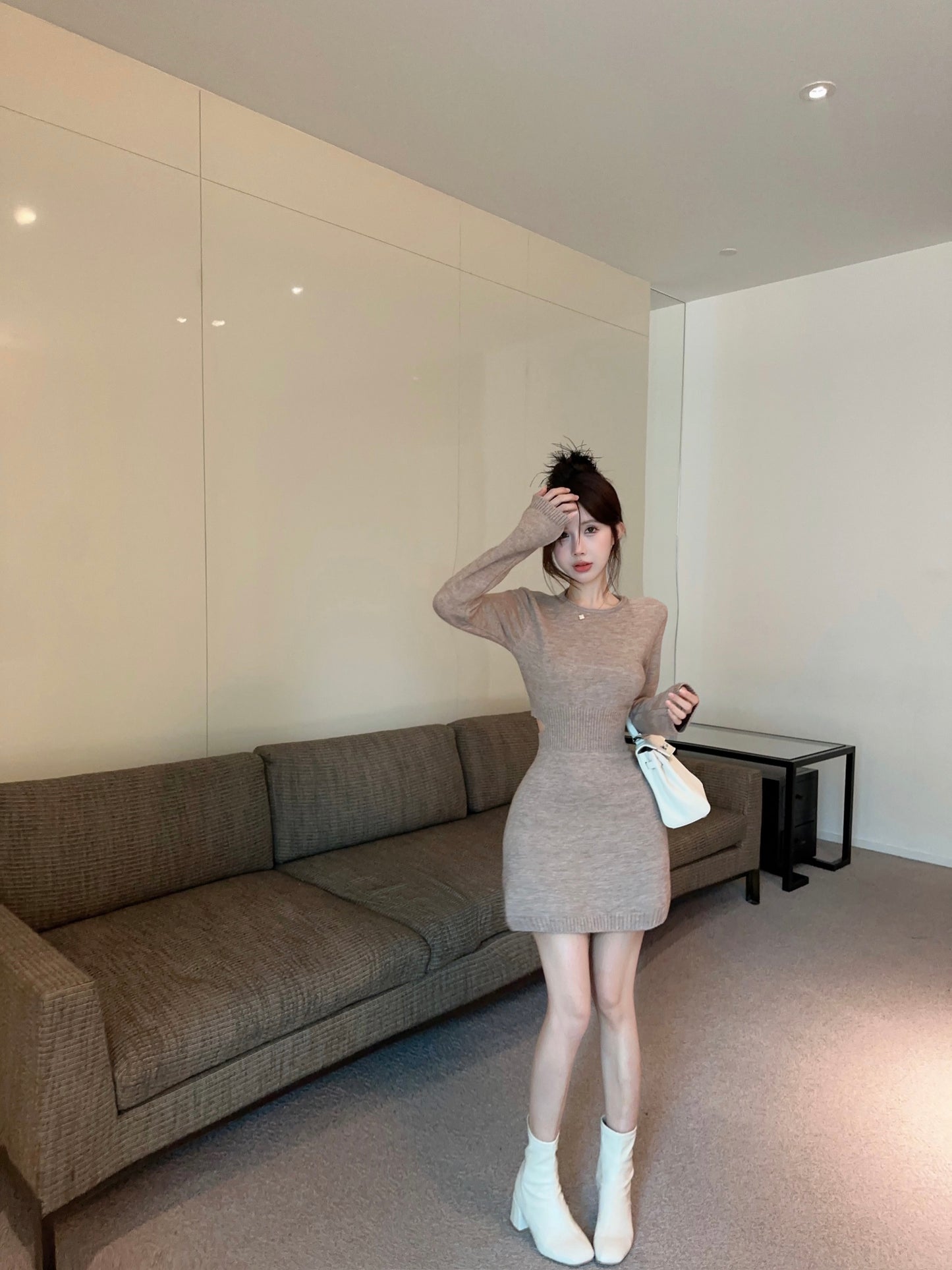 【dress】ウエストカットニットワンピースG24369