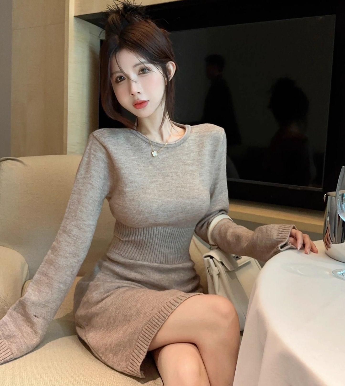 【dress】ウエストカットニットワンピースG24369