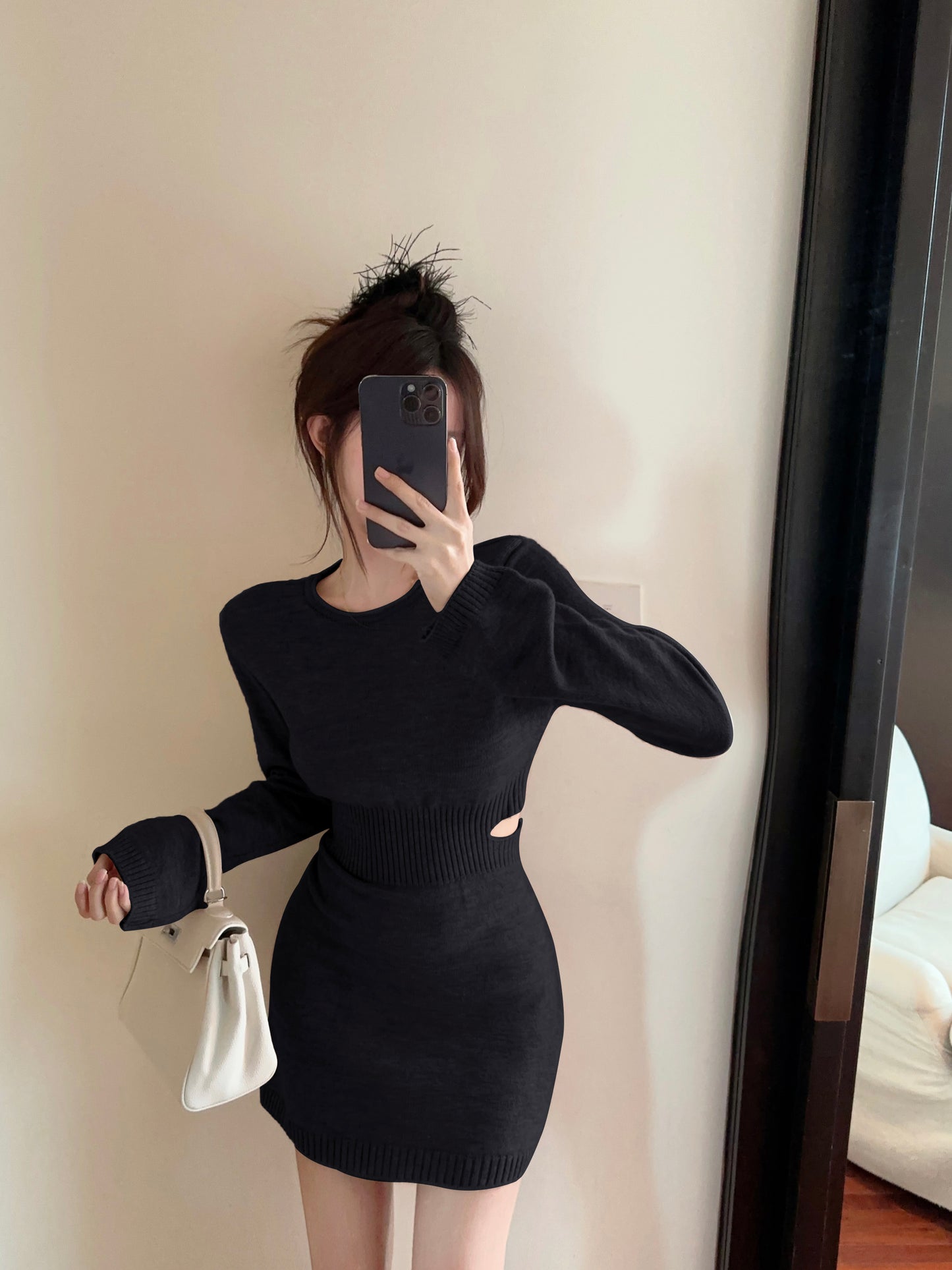 【dress】ウエストカットニットワンピースG24369