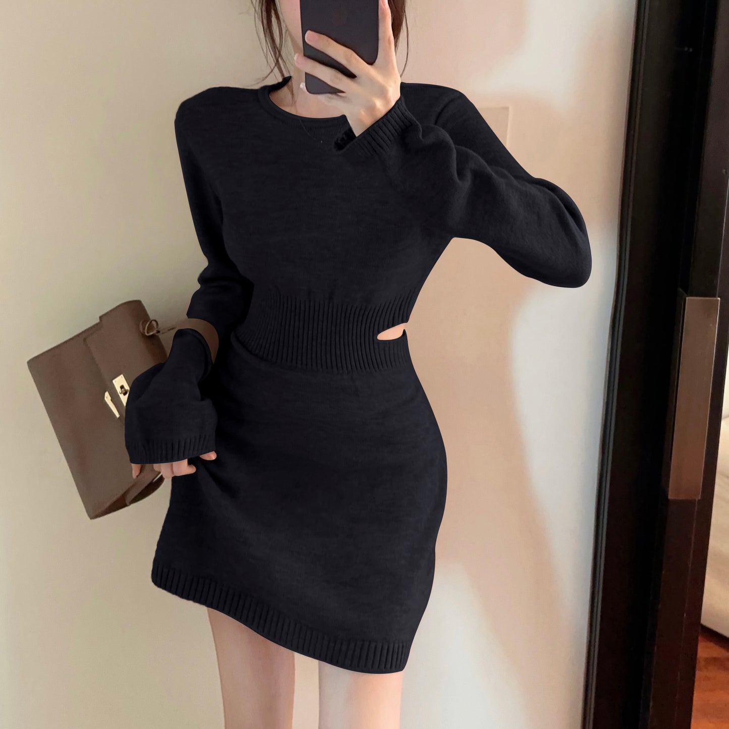 【dress】ウエストカットニットワンピースG24369