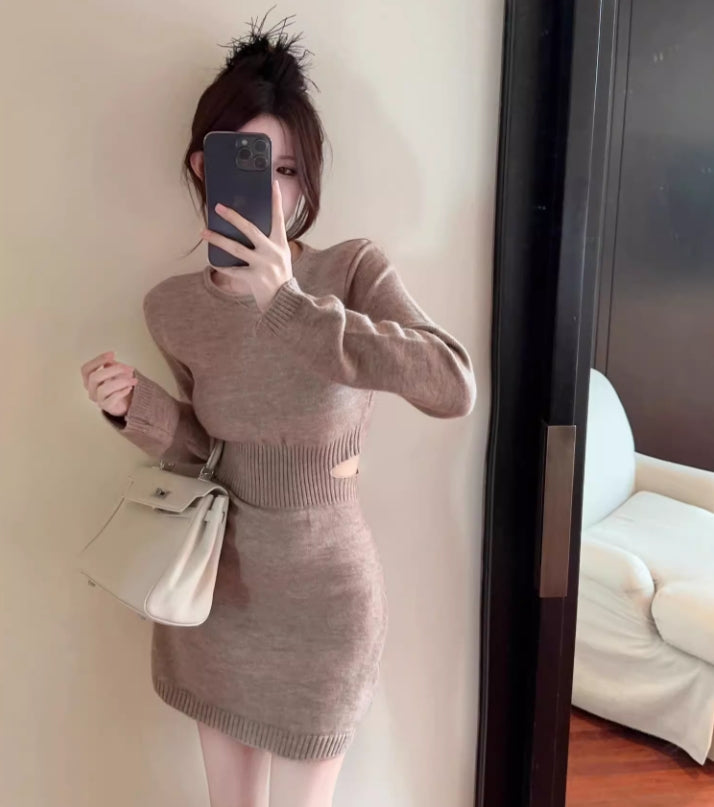 【dress】ウエストカットニットワンピースG24369