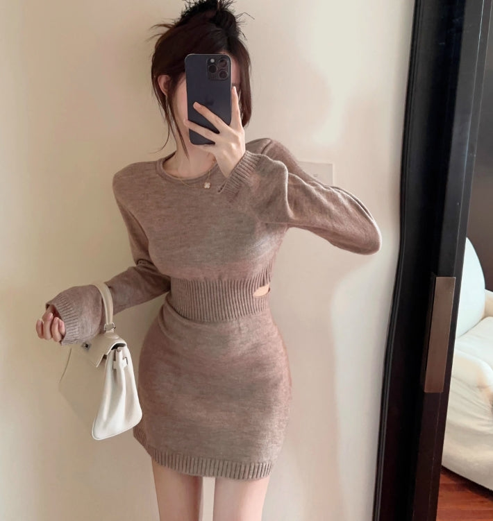 【dress】ウエストカットニットワンピースG24369