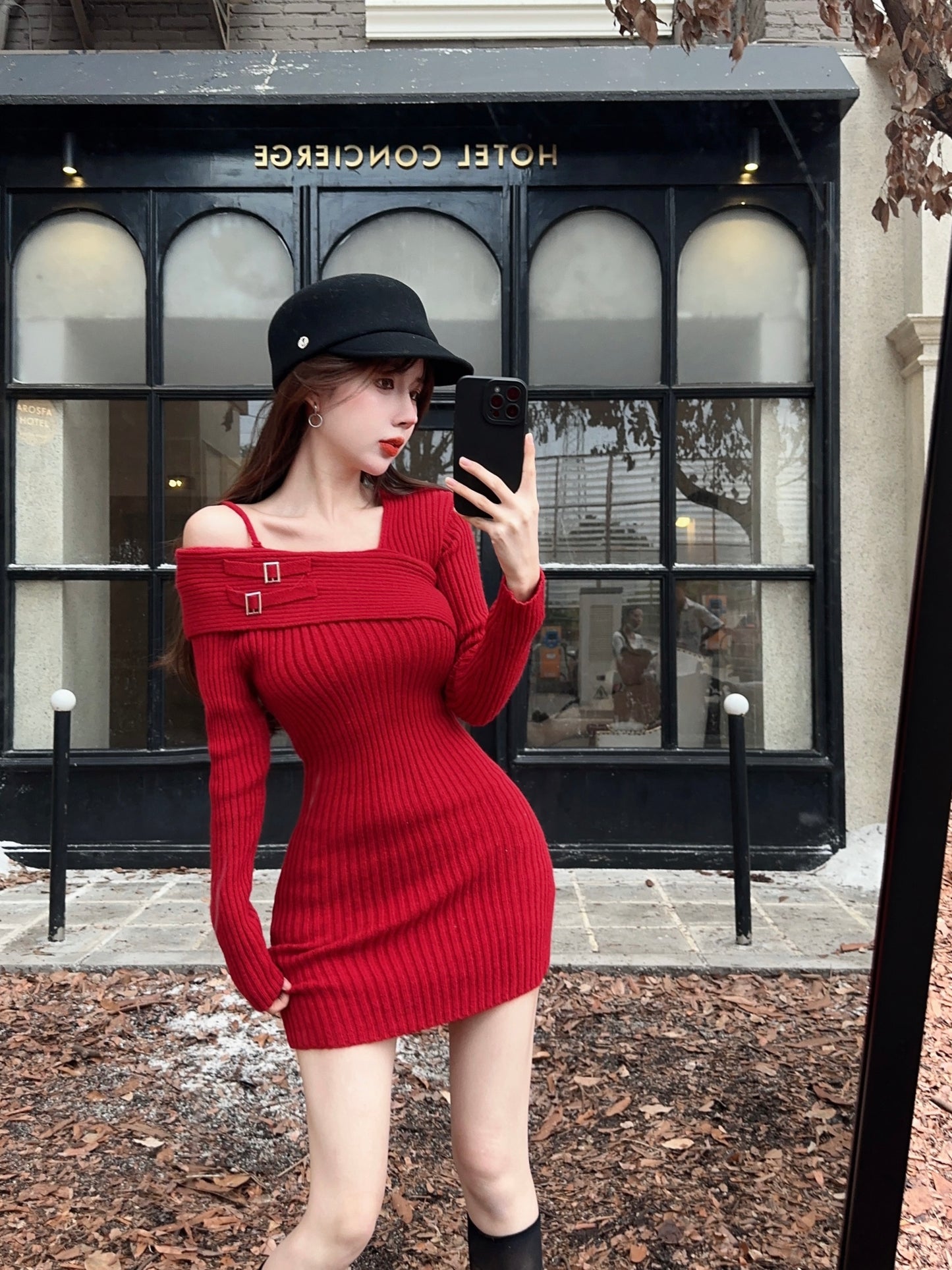 【dress】体型カバーニットワンピースG24371