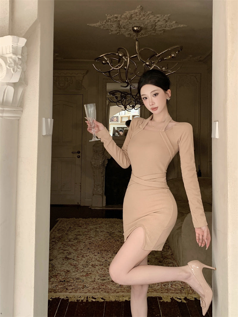 【dress】フランス風ニットワンピースG24385