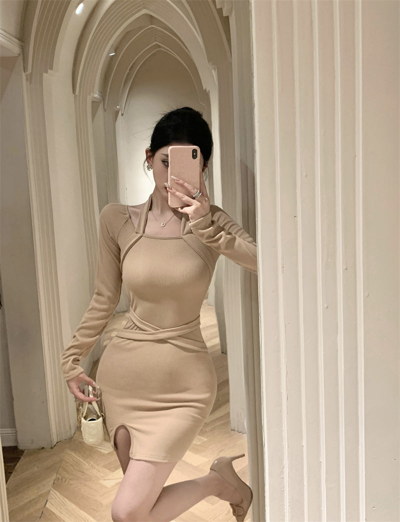 【dress】フランス風ニットワンピースG24385