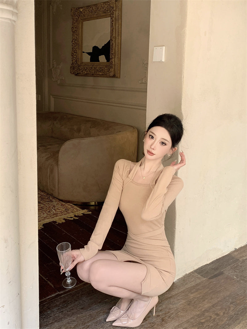 【dress】フランス風ニットワンピースG24385