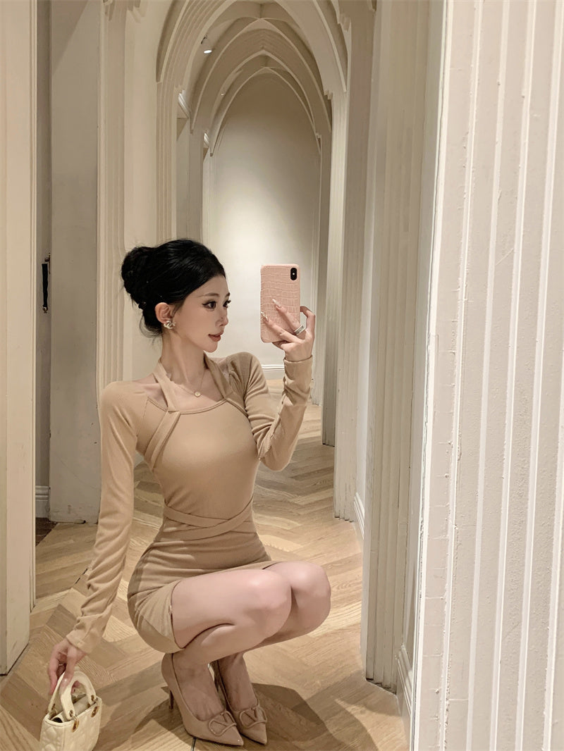 【dress】フランス風ニットワンピースG24385